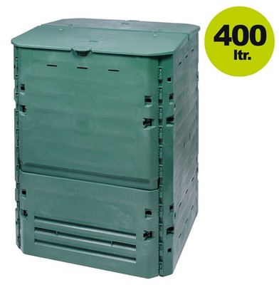 BIO Komposter 400L THERMO KING grün 74x74x84cm Garten Behälter Garantia Deckel