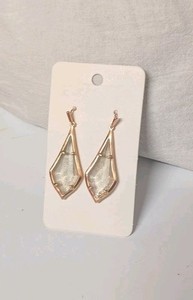 Authentic Kendra Scott Olivia Drop Earring 14K Rose Gold Plated Clear Sparkle Center Stone