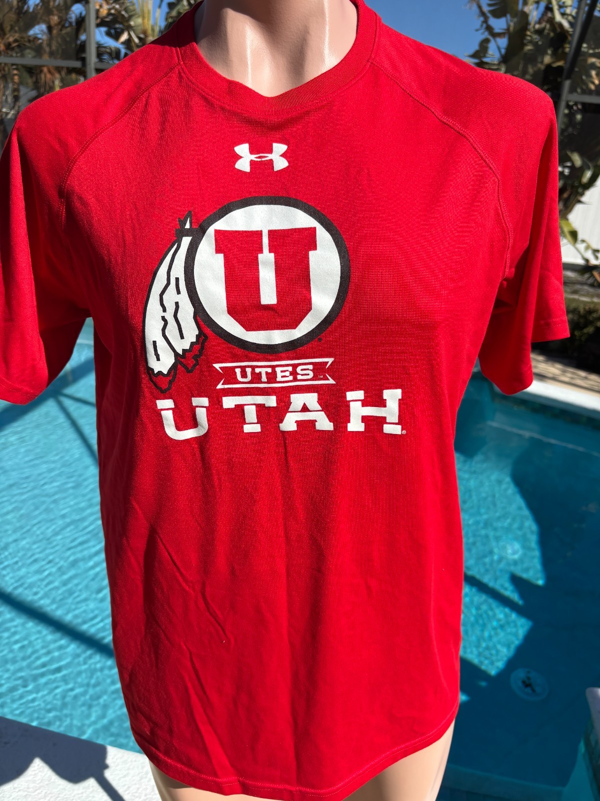 Under Armour Utes Utah Red short sleeve T Shirt Mens M Heat Gear Loose