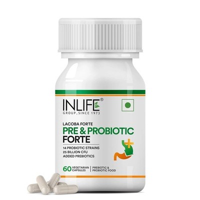 INLIFE Prebiotic and Probiotics Forte Supplement | 60 Vegetarian Capsules