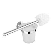 Wall Mounted Toilet Brush Holder with Steel Stand Glass Cup for Homes