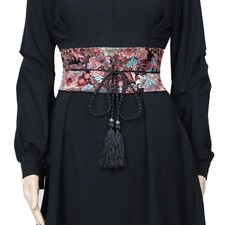 Women Japanese Waistband Belt Corset Tassel Satin Faux Silk Retro Accessory Obi