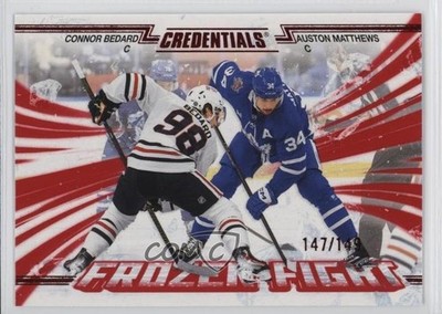 2024 Credentials Frozen Fight Red 147/149 Connor Bedard Auston Matthews #BM 0q5