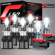 For BMW X5 2007-2013 LED Headlight Hi/Low Beam Fog Light Bulbs 6000K White Combo