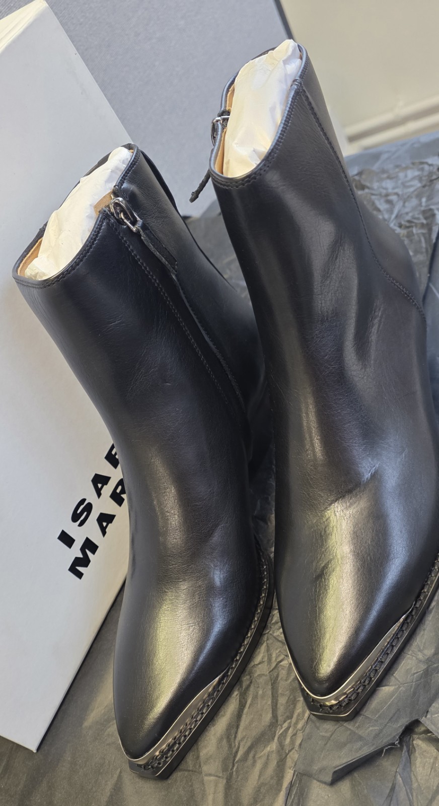 Isabel Marant ADNAE BLACK LEATHER BOOTS METAL T UK 7 EU 41 RRP £890 #Q200 image 7