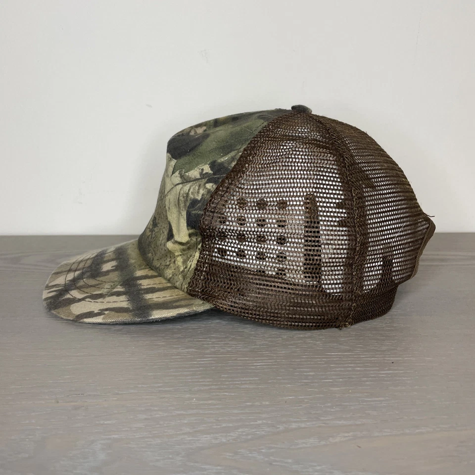 复古 Mossy Oak 迷彩帽子空白平沿网眼卡车司机美国制造罕见 — 第 2/4 张图片