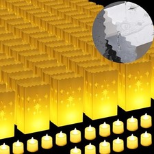 2025 New Waterproof - Luminary Bags with Flameless Candles - Plastics 24 Pcs