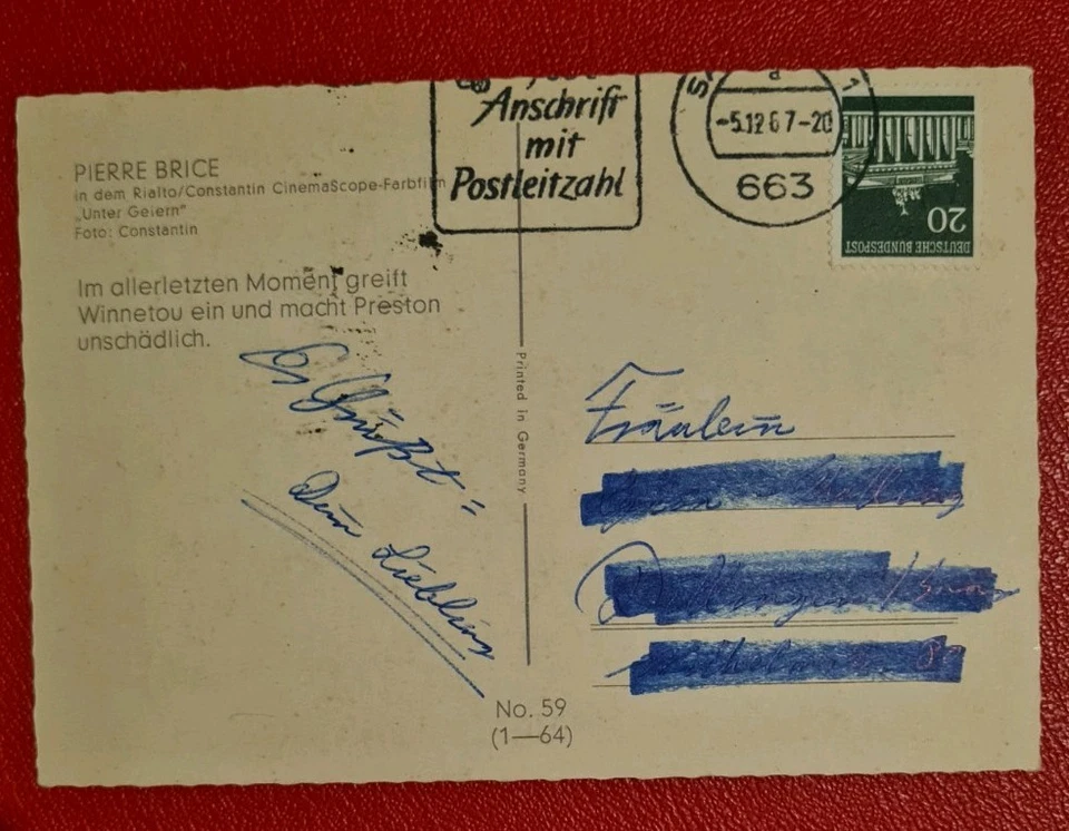 Pierre Brice Autogramm Karte WINNETOU - Bild 2 von 2