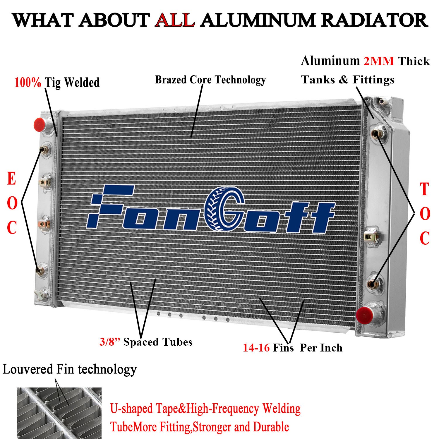 4 Row Radiator For 94-1996 Chevy Caprice Impala Cadillac Fleetwood 4.3L 5.7 V8