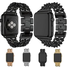 Cowboy Stainless Steel Chain Strap Band Clasp For Apple Watch Series 7 6 5 4 3 2