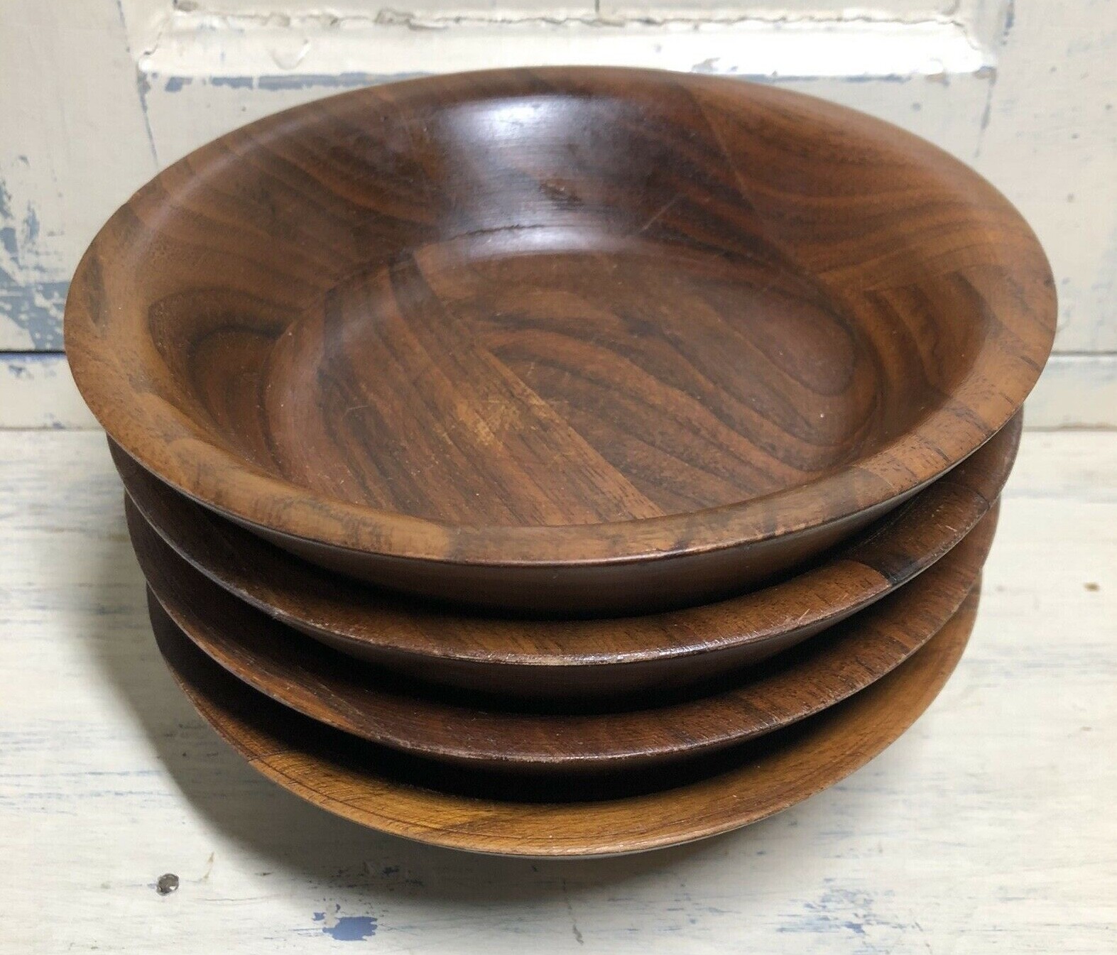 Set of 4 Vintage Solid Wooden Salad Bowls eBay