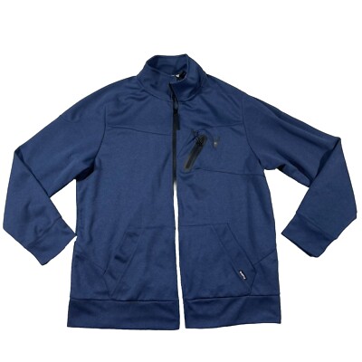 Spyder Active ProW-B Mens Size XL Blue Full Zip Long Sleeve Logo Sweater J2E