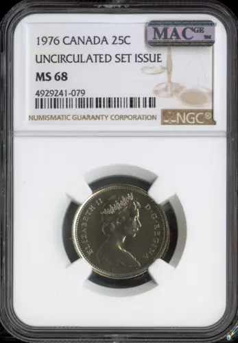 1976 Canada 5 Cents 5C Clad NGC MS68 MAC - Quality