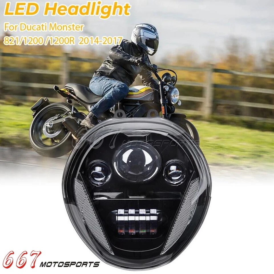 Conjunto de faros LED para moto Ducati Monster 821 1200 1200R 1200S 14-17 Foto 4 de 4