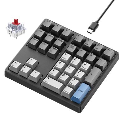 Mechanical Number Pad, 34 Key Wired Hot Swappable Keypad, Gateron Switches Wh...
