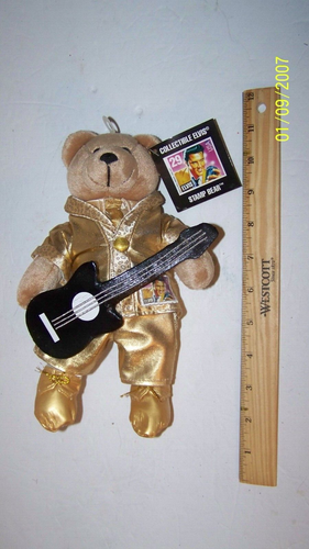 Elvis Stempel Bär Plüsch 9 Zoll groß Gold Anzug mit Gitarre Sammlerstück Bär - Bild 1 von 4