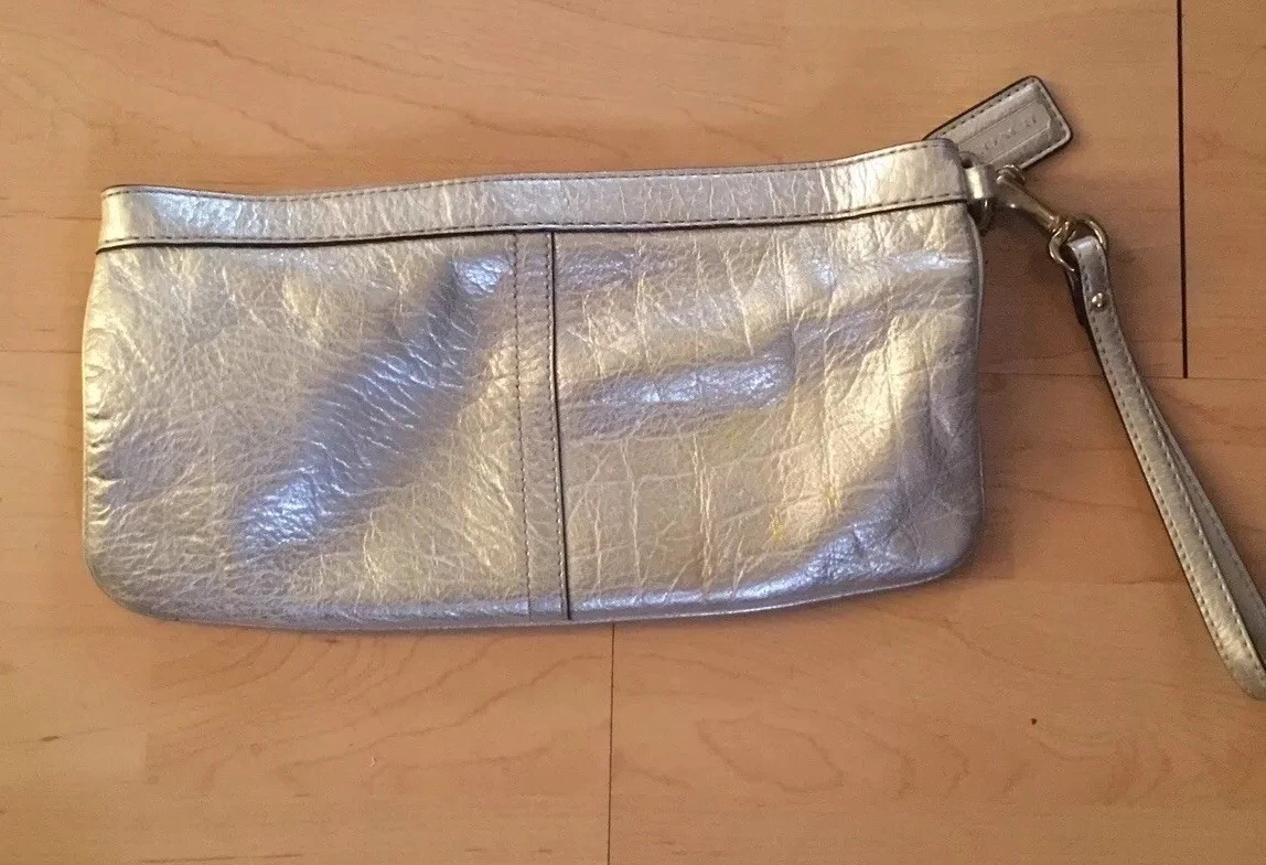 Coach Polso Pelle Oro Cinturino Polso Staccabile Chiusura Cerniera Ottimo