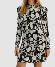 Guess Women's Black Bernadette Floral Puff-Sleeve Mini Dress Size XS