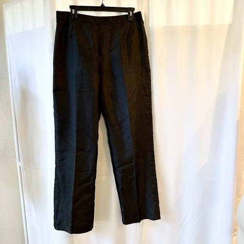 Le Suit Women Black Lined Dress Pants Sz 8 Cocktail Party 31x30 Sateen Button
