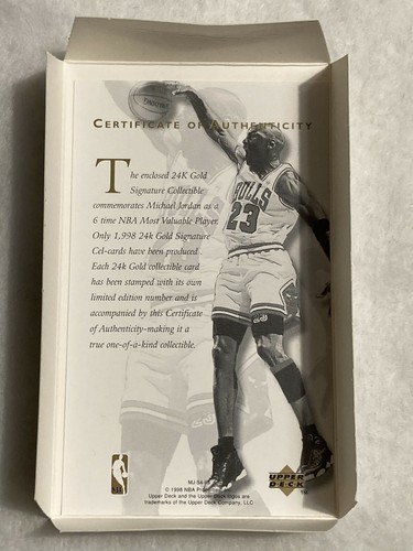 Michael Jordan 24k Gold Collectible Acetate Card UD 6 &10 Time #/1998 - Picture 18 of 24