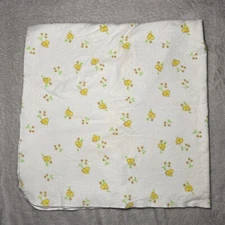 Spa Silk Baby Blanket Yellow Duck Duckling Chicks Flower Receiving Flannel Lovey