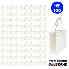 Shopping Bags Tote Bags  Reusable Gift Promo Bag Large Wholesale 100 Pcs White