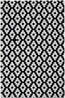 Leder Teppich Fellteppich 150x240 cm Tapijt Rindsleder Handmade schwarz weiß - Bild 1 von 4