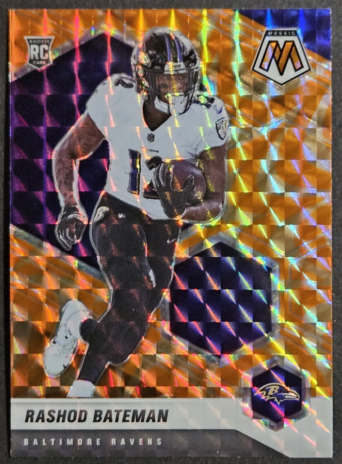 2021 Panini Mosaic Orange Reactive Prizm #310 Rashod Bateman Rookie RC Ravens