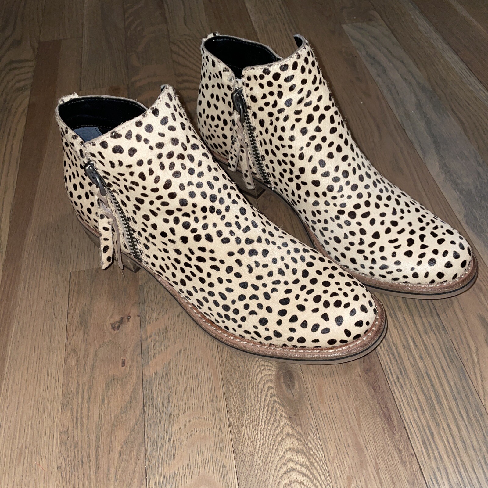 dolce vita cow print booties
