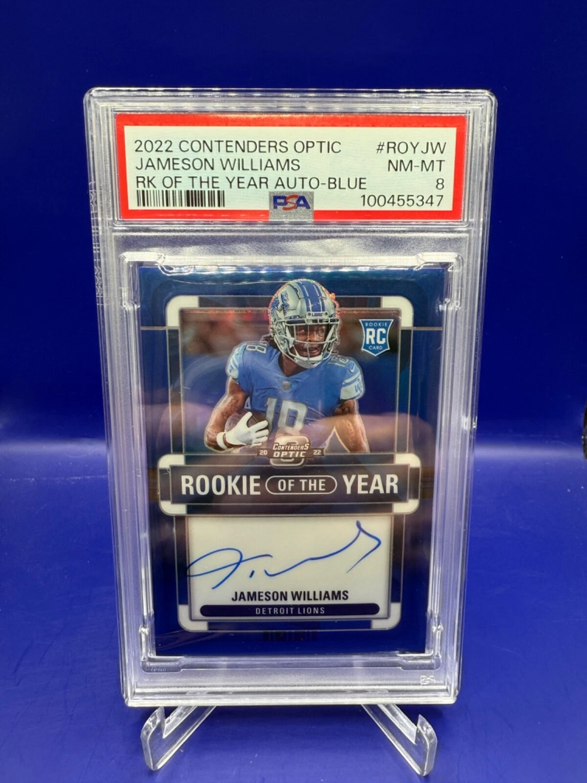 Jameson Williams Panini Contenders Optic Rookie of the Year Contenders Autographs #ROYJW Blue