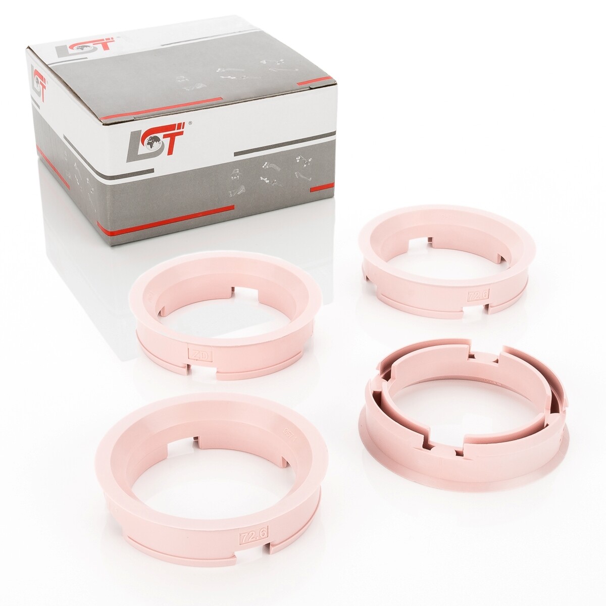 4x centering rings spacers for alloy wheels Ø 57.1 mm - Ø 72.6 mm for SUZUKI