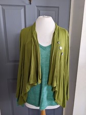 Lime Green Capri Jersey Waterfall Front Cardigan Lagenlook S/m