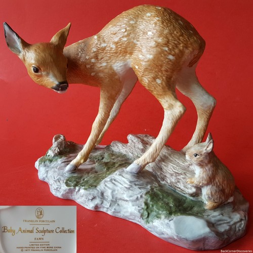 1977 Franklin Mint Limited Edition Bone China Deer 'Fawn' Baby Animal Sculpture - 第 1/12 張圖片