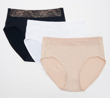 Breezies Lace Essentials Set of 3 Hi-Cut Brief Panties-Basic-Medium-NEW-A367384