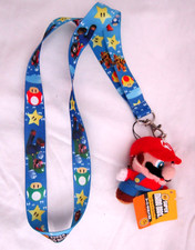 Unisex 3.5" Super Mario Brothers Plush on Characters and Stars 15" Lanyard-New 