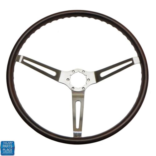 1967-1969 GM Cars Walnut Wood Steering Wheel Bare - 3 Spoke - Brushed Spokes - Picture 1 of 2