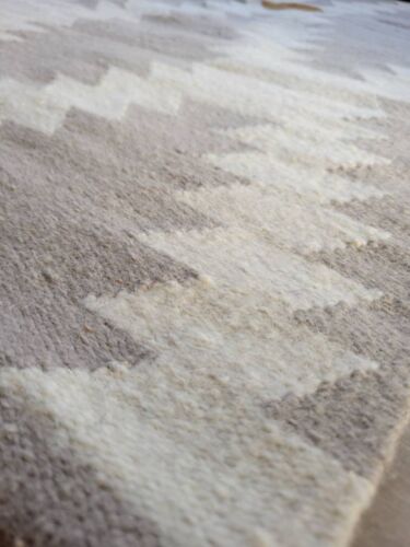 Wollbereich Boho Teppich Vintage Kilim Modern Teppich taupe cremefarben Südwest Wohnzimmer - Bild 4 von 5