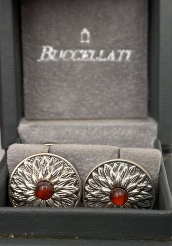 Buccellati Italian Pair of Sterling Silver Cufflinks with Sunflower Motif - Picture 1 of 7