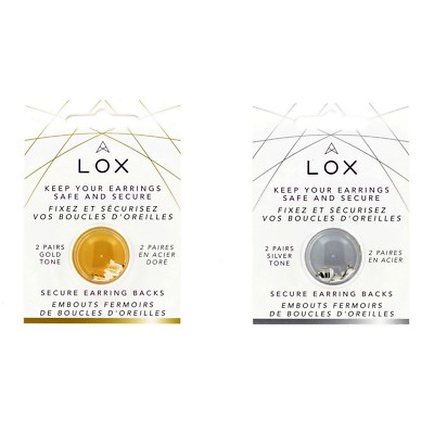 8 LOX Sicherer Verschluss Ohrringe. Farbe Gold + Silber. Lebenslange Garantie