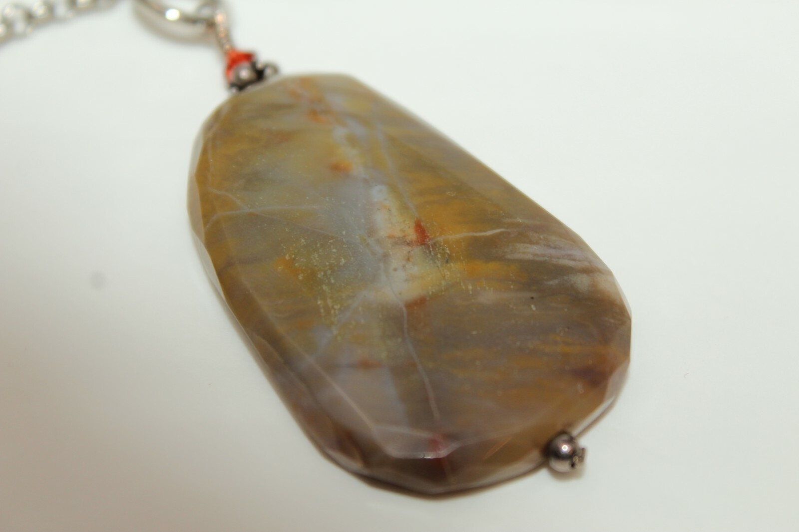 Gorgeous Silvertone Front Toggle Clasp Brown Gems… - image 1