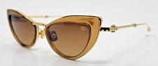 Valentino VIII VLS102B-50 Crystal Brown Gold & Dark Brown Lenses Sunglasses NIB