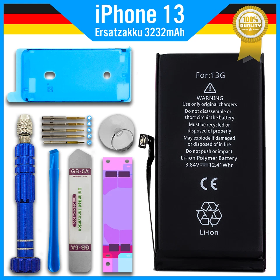 PROBAGZ Ersatz Akku für iPhone 13 + Werkzeug Set + Rahmenkleber
