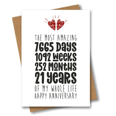 21st Anniversary Card The Most Amazing Twenty One 21 Years of My Life  UK