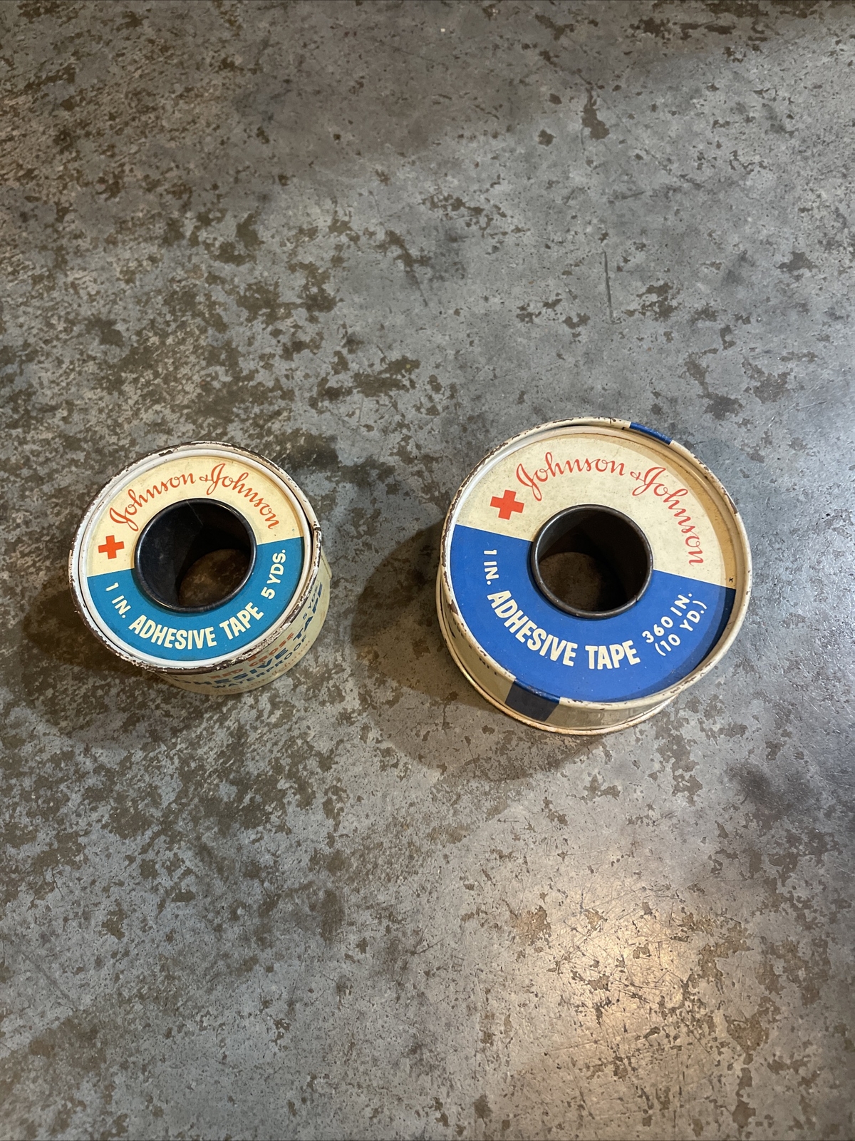 Vintage Johnson & Johnson Adhesive Tape Metal Tins White Cross Lot