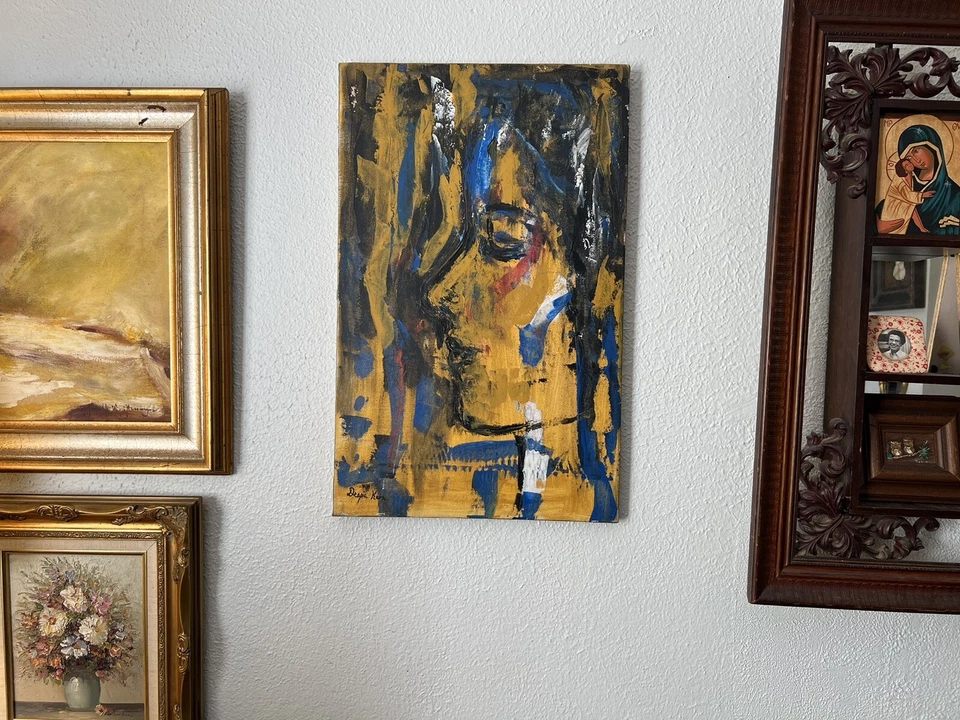 Figura Abstracta Kern Deepa Expresionismo Mujer Ojos Cerrados Firmada Mujer Niña Foto 2 de 4