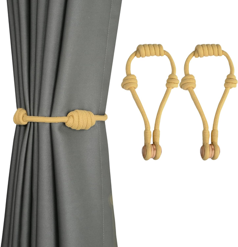 2er Pack Magnet Gardinen Raffhalter, Deko Gardinen Halterlose Modern Web Raffhalter -