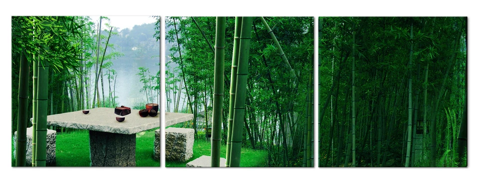 BAMBOO listo para colgar tríptico arte de pared impresión montada en MDF/artes de lienzo mejorados Foto 2 de 4