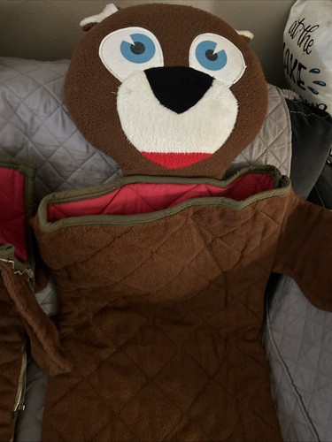 2 VTG Animal Fair Plush Stuffed Bear Kids Sleeping Bag Lion Dog - Picture 5 of 24