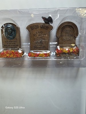 Disney Parks Haunted Mansion Miniature 4'' Resin Tombstone Gravestone Set of 3 