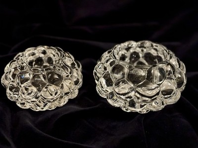 2 Orrefors Kosta Boda Rasberry Kerzenhalter 11/13cm top Zustand signiert